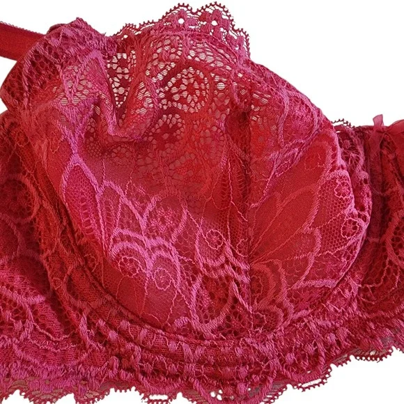 Torrid Curve Pink Lace Unlined Balconette Bra Underwire 40B Magenta 148862 - Picture 3 of 9